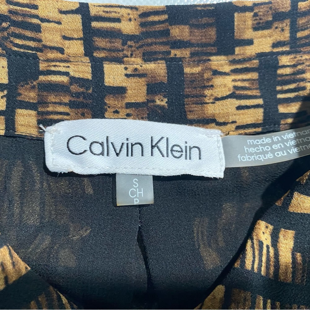 NEW Size S Womens Calvin Klein Long Sleeve Button Down Top Polyester Black - Picture 7 of 12